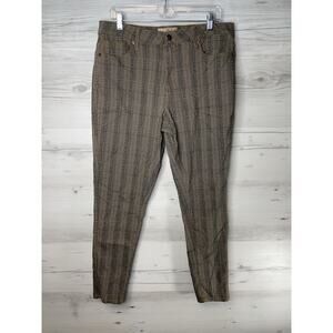 Hybrid & Company Pants Womens XL Brown Plaid Skinny Stretch Dress Work Trousers